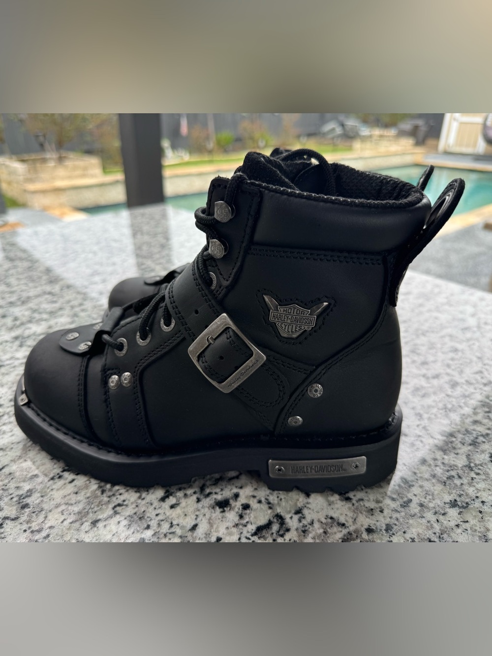Harley Davidson Brake Buckle Motorcycle Boots Men Size 7 Women’s Size 8.5 Black